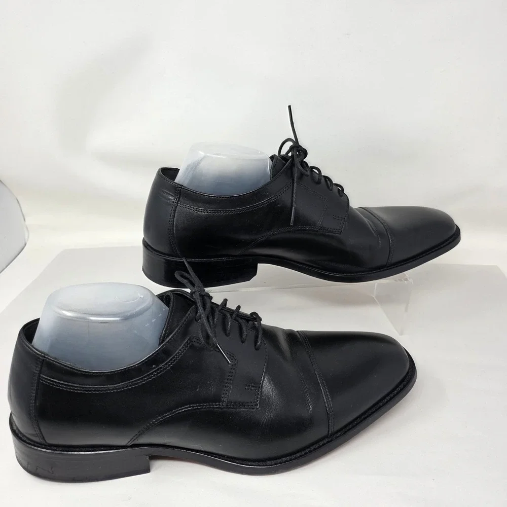 J. Murphy Johnston & Murphy Dress Shoes Men 11 WIDE Cap Toe Black Leather Oxford